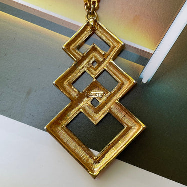 Monet Gold Triple Diamond Shape Necklace Jewelry Bloomers and Frocks
